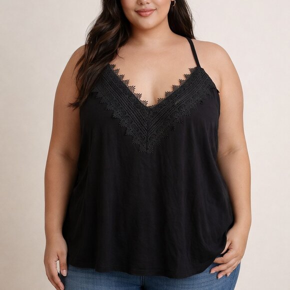 nine britton Tops - NWT nine britton black lace tank top size 2x